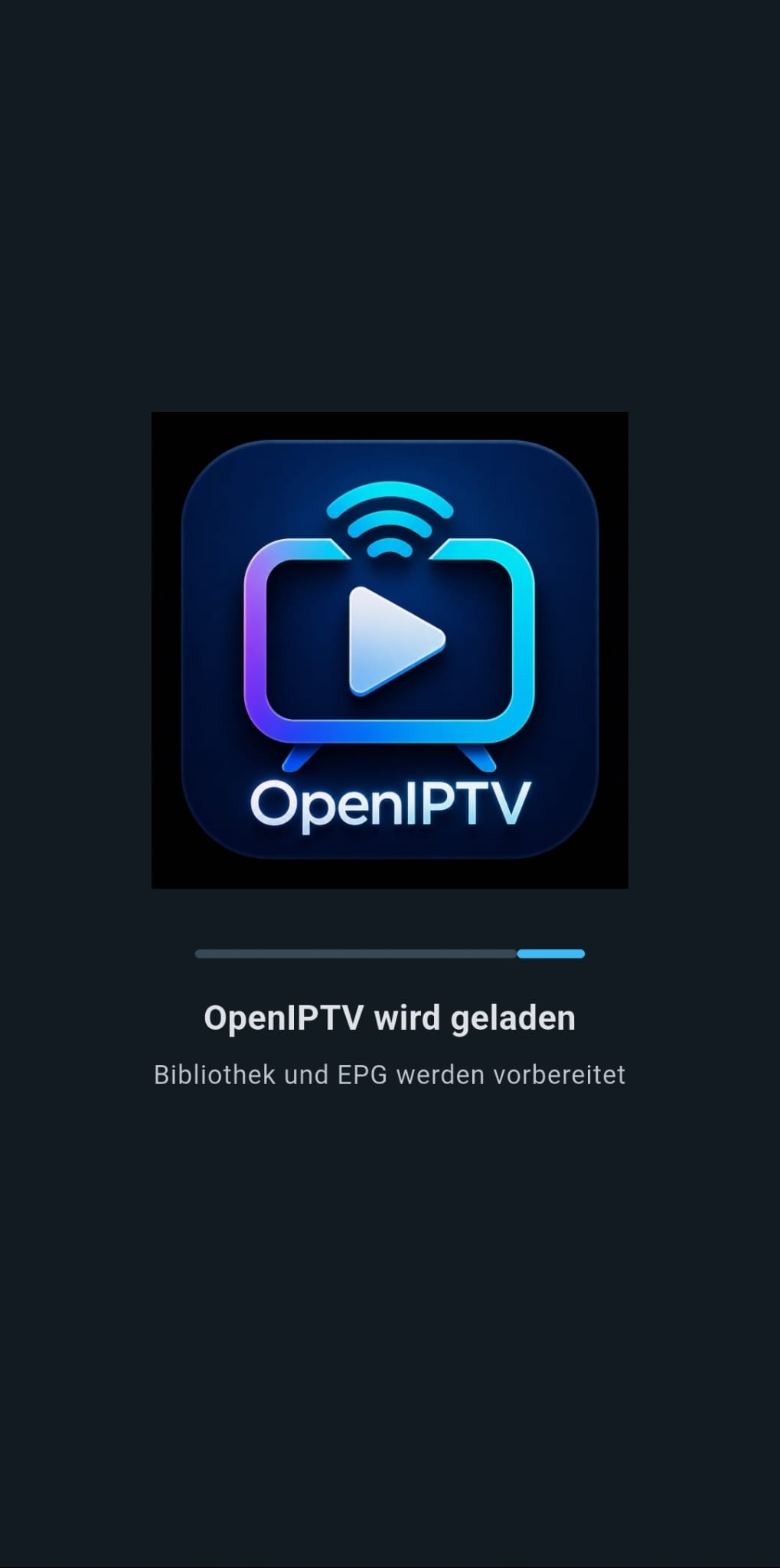 OpenIPTV loading screen with app icon