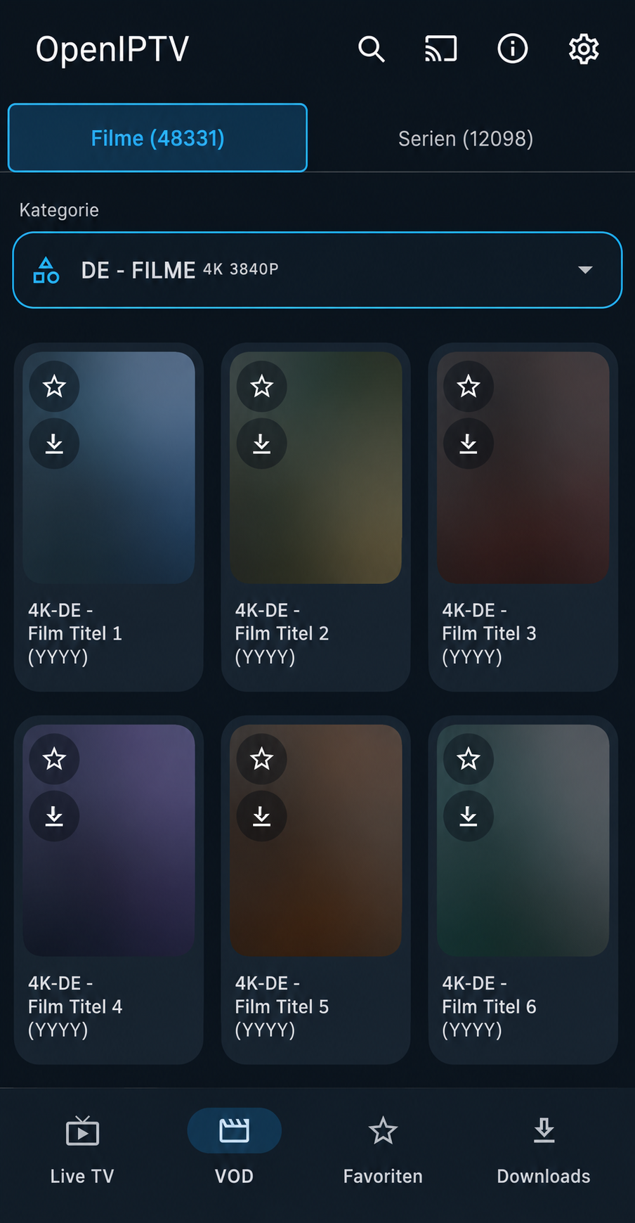 OpenIPTV mobile VOD view